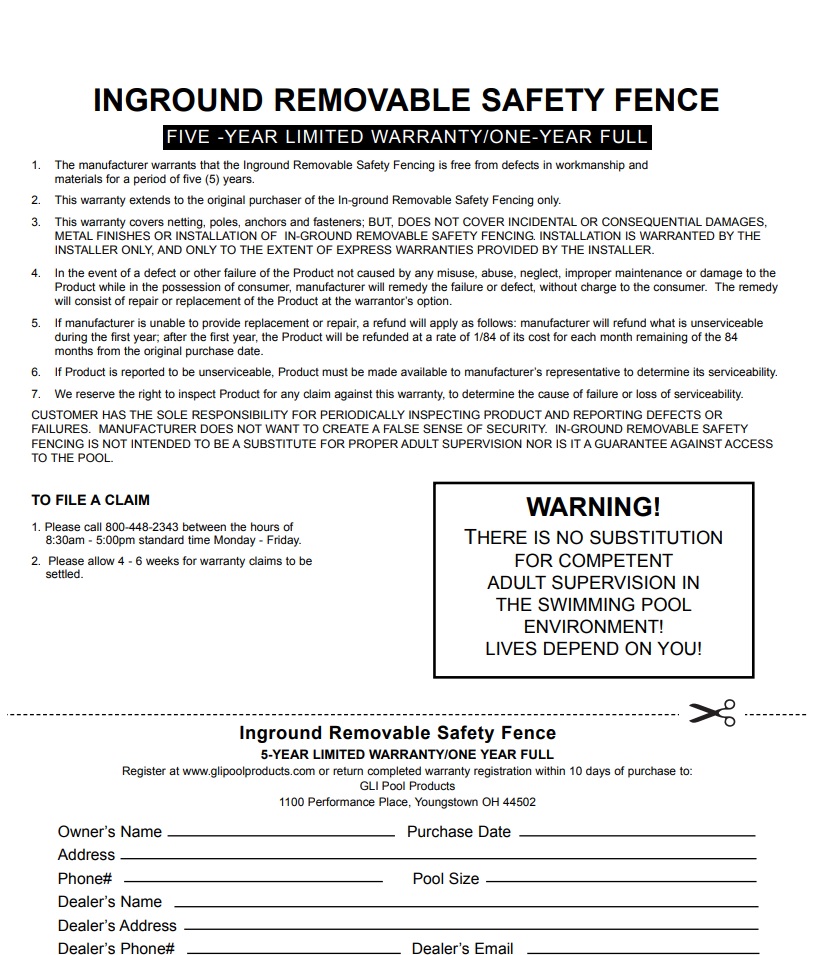 ﻿GLI Inground Removable Safety Fence
